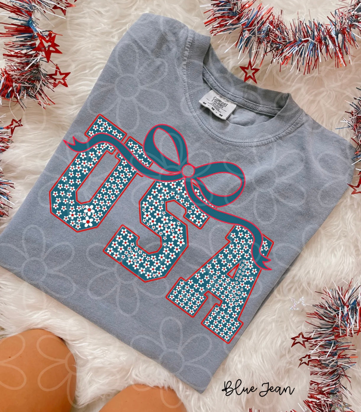 Floral Bow USA (Comfort Color)