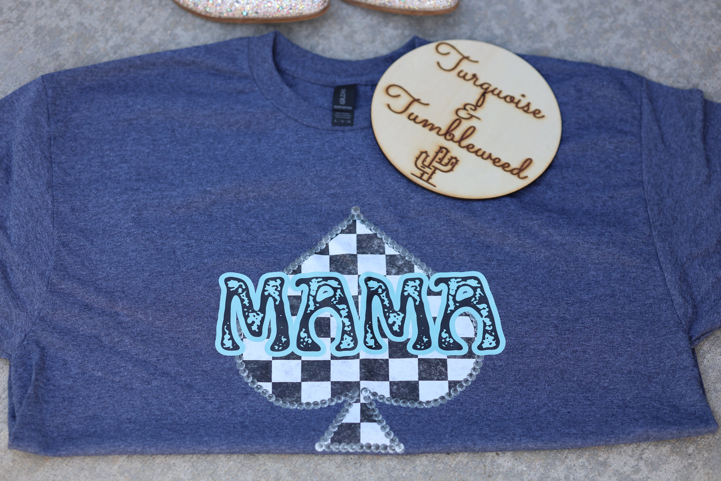 Medium/XLarge Checkered Spade Mama Tee (Gildan)