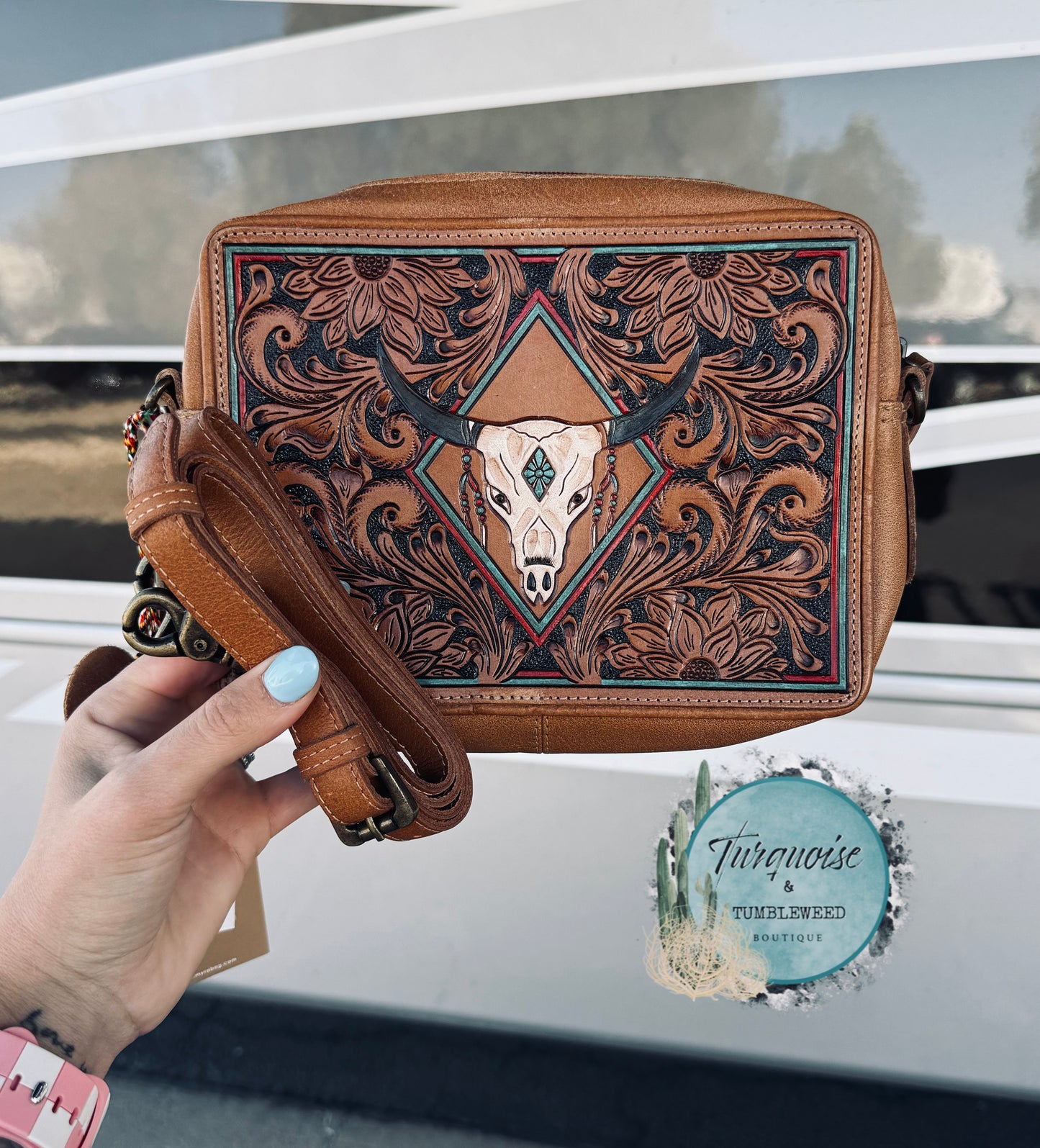 The Steer Hand Tooled Bag